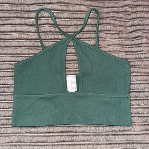 Green Ribbed Halter Bralette